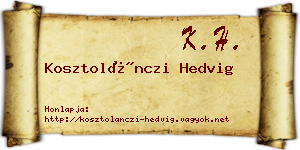 Kosztolánczi Hedvig névjegykártya
